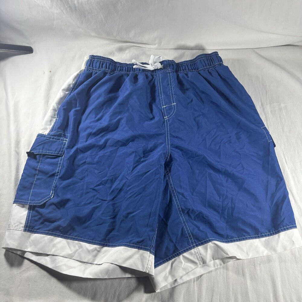 U.S. Apparel Blue White Board Shorts Swim Trunks 2XL Mesh Lined